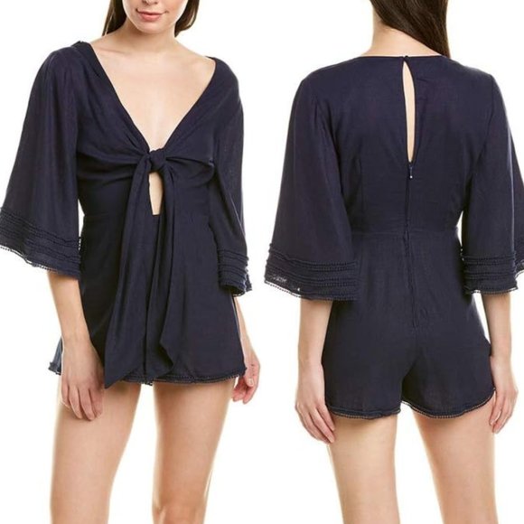 Finders Keepers Limoncello Tie Front Romper Size Small - Picture 6 of 6